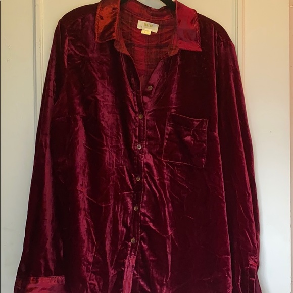 Anthropologie Tops - Anthropologie Maeve crushed Velvet Cranberry Tunic